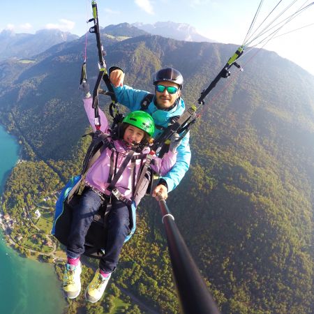 Parapente au dessus du lac d'Annecy - vol Aiglon -